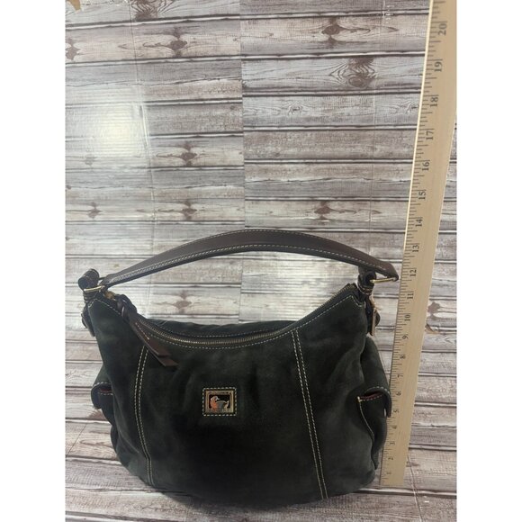 DOONEY & BOURKE Suede leather satchel purse bag color green Brown vintage 90's - Picture 4 of 13